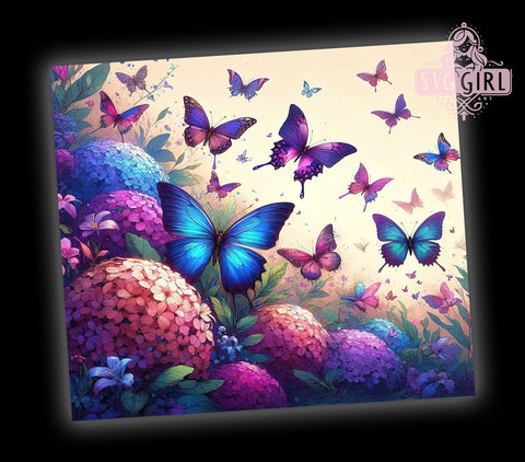 Glowing Butterfly 20oz Tumbler Wrap Sublimation Design, Straight Tapered Tumbler Wrap, Floral Butterfly Tumbler Png, Instant Digital Download Sublimation SvggirlplusArt 