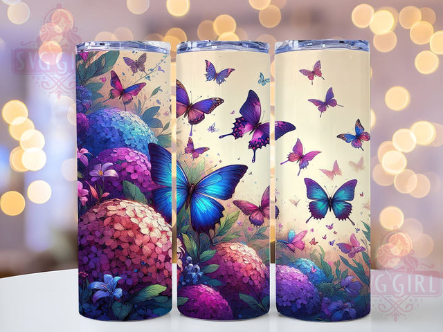 Glowing Butterfly 20oz Tumbler Wrap Sublimation Design, Straight Tapered Tumbler Wrap, Floral Butterfly Tumbler Png, Instant Digital Download Sublimation SvggirlplusArt 