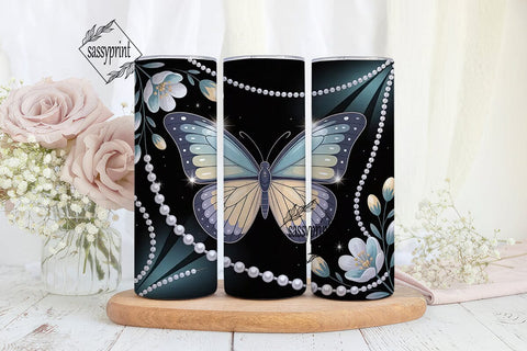 Glowing Butterfly 20oz Tumbler Wrap Sublimation sassyprint 