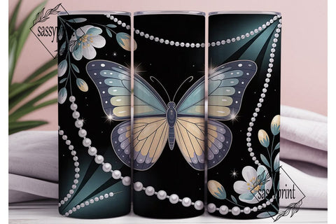 Glowing Butterfly 20oz Tumbler Wrap Sublimation sassyprint 
