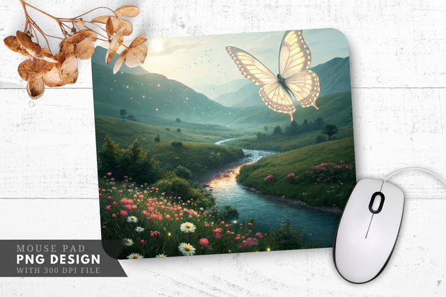 Glowing Butterfly Dreamscape Mouse Pad Design Sublimation Regulrcrative 