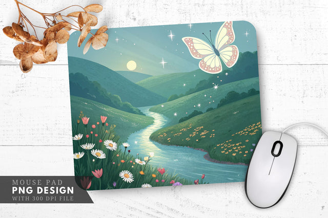 Glowing Butterfly Dreamscape Mouse Pad PNG Design Sublimation Regulrcrative 