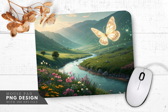Glowing Butterfly Dreamscape Mouse Pad Sublimation Design Sublimation Regulrcrative 