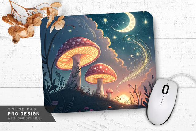 Glowing Celestial Mushrooms Mousepad Sublimation Regulrcrative 