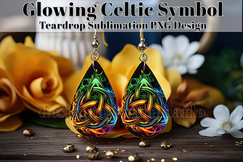 Glowing Celtic Teardrop Earring Design, St Patrick's Day Sublimation Teardrop Earring, e12 Sublimation Designing with Marlo 