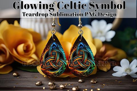 Glowing Celtic Teardrop Earring Design, St Patrick's Day Sublimation Teardrop Earring, e13 Sublimation Designing with Marlo 