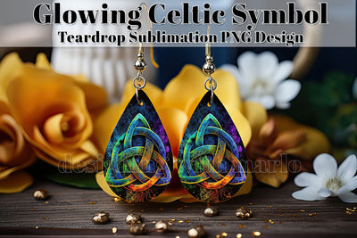 Glowing Celtic Teardrop Earring Design, St Patrick's Day Sublimation Teardrop Earring, e4 Sublimation Designing with Marlo 