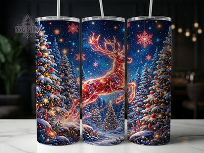 Glowing Christmas Reindeer 20oz Tumbler, Glowing Reindeer, Christmas Reindeer, Reindeer Tumbler, Glowing Reindeer PNG, Xmas Reindeer PNG, Reindeer Tumbler PNG, 20oz Tumbler Wrap Sublimation SvggirlplusArt 