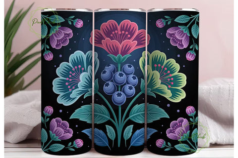 Glowing Floral 20oz Tumbler Wrap Sublimation PixelChick 