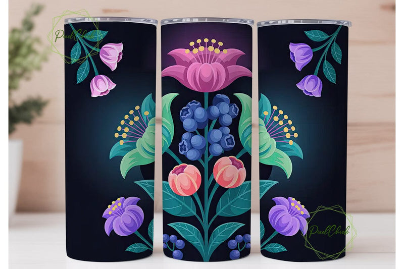 Glowing Floral 20oz Tumbler Wrap Sublimation PixelChick 