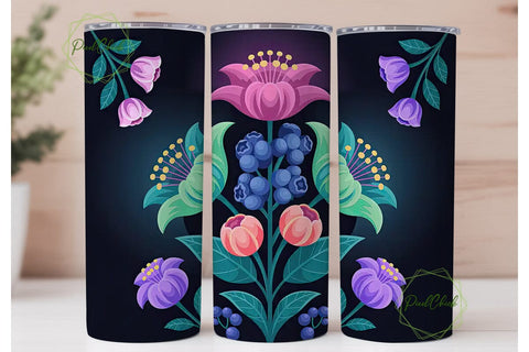Glowing Floral 20oz Tumbler Wrap Sublimation PixelChick 