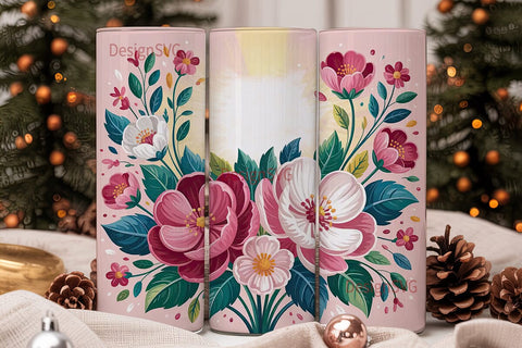 Glowing Floral Bouquet 20oz Tumbler Wrap Sublimation DesignSVG 