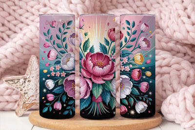 Glowing Floral Bouquet 20oz Tumbler Wrap Sublimation DesignSVG 