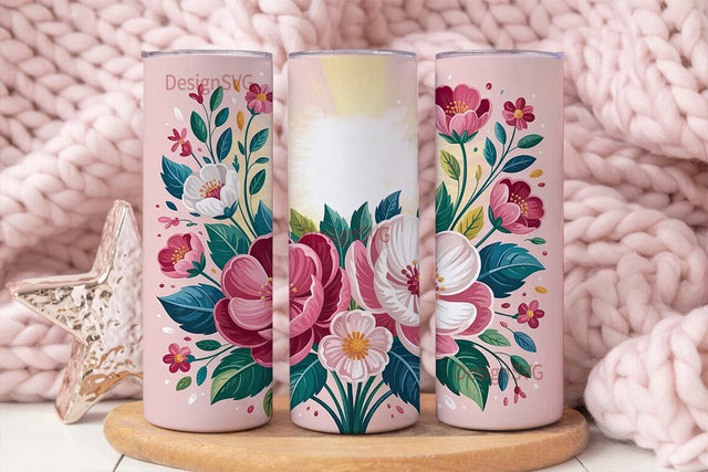Glowing Floral Bouquet 20oz Tumbler Wrap Sublimation DesignSVG 