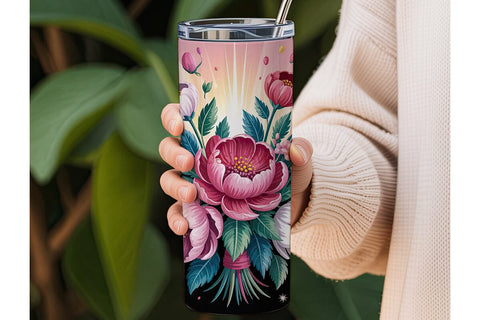 Glowing Floral Bouquet 20oz Tumbler Wrap Sublimation DesignSVG 