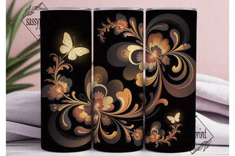 Glowing Floral Butterfly 20oz Tumbler Sublimation sassyprint 