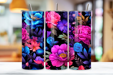 Glowing Floral Symphony Tumbler Wrap | Sublimation PNG Sublimation FloridPrintables 