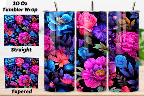 Glowing Floral Symphony Tumbler Wrap | Sublimation PNG Sublimation FloridPrintables 