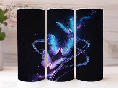 Glowing Flying Butterfly Tumbler, Flying Butterflies Tumbler, Elegant 20oz Wrap, Sublimation Design, Stylish Gift Idea, Butterfly Glow Wrap, Flying Butterfly Tumbler Sublimation Lara' s Designs 