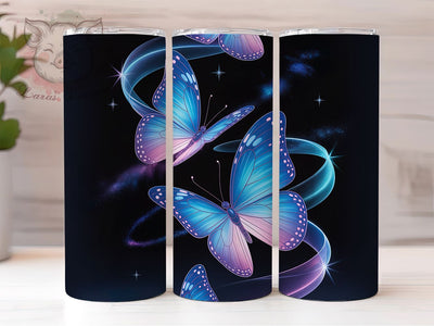 Glowing Flying Butterfly Tumbler, Flying Butterflies Tumbler, Elegant 20oz Wrap, Sublimation Design, Stylish Gift Idea, Butterfly Glow Wrap, Flying Butterfly Tumbler Sublimation Lara' s Designs 
