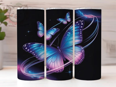 Glowing Flying Butterfly Tumbler, Flying Butterflies Tumbler, Elegant 20oz Wrap, Sublimation Design, Stylish Gift Idea, Butterfly Glow Wrap, Flying Butterfly Tumbler Sublimation Lara' s Designs 