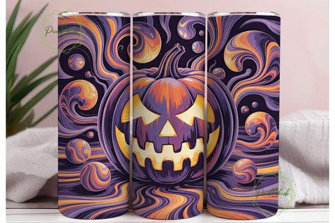 Glowing Halloween Pumpkin 20oz Tumbler Sublimation PixelChick 