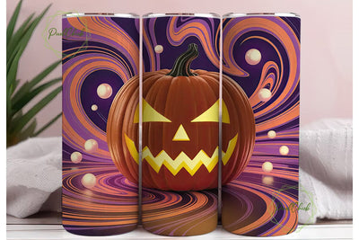 Glowing Halloween Pumpkin 20oz Tumbler Sublimation PixelChick 
