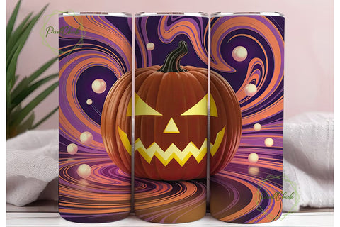 Glowing Halloween Pumpkin 20oz Tumbler Sublimation PixelChick 