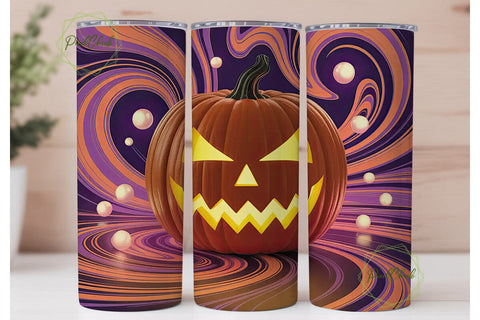Glowing Halloween Pumpkin 20oz Tumbler Sublimation PixelChick 
