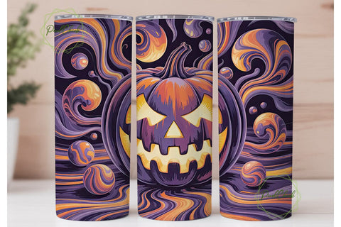 Glowing Halloween Pumpkin 20oz Tumbler Sublimation PixelChick 