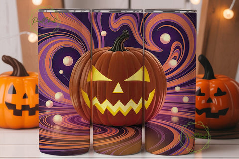 Glowing Halloween Pumpkin 20oz Tumbler Sublimation PixelChick 