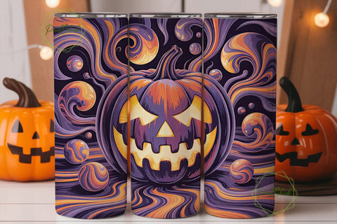 Glowing Halloween Pumpkin 20oz Tumbler Sublimation PixelChick 
