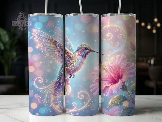 Glowing Hummingbird 20oz Tumbler, Glowing Hummingbird, Hummingbird Tumbler, Hummingbird Wrap, Hummingbird PNG, Glowing Bird PNG, Hummingbird Art, 20oz Tumbler Wrap Sublimation SvggirlplusArt 