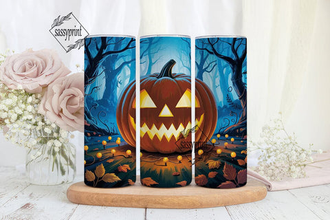 Glowing Jack-O-Lantern Skinny Tumbler Sublimation sassyprint 