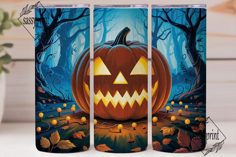 Glowing Jack-O-Lantern Skinny Tumbler Sublimation sassyprint 