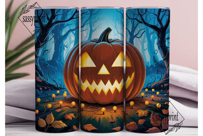Glowing Jack-O-Lantern Skinny Tumbler Sublimation sassyprint 