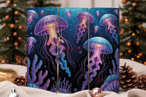Glowing Jellyfish 20oz Tumbler Wrap Sublimation DesignSVG 