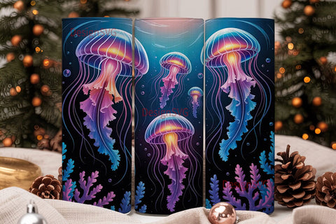 Glowing Jellyfish 20oz Tumbler Wrap Sublimation DesignSVG 