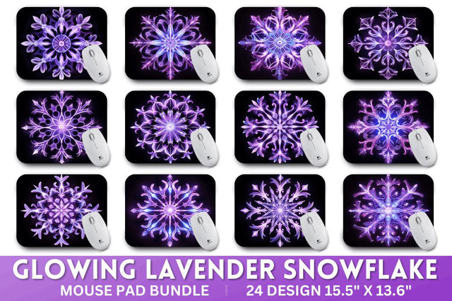 Glowing Lavender Snowflake Mouse Pad Sublimation Regulrcrative 