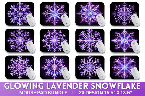 Glowing Lavender Snowflake Mouse Pad Sublimation Regulrcrative 