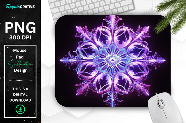 Glowing Lavender Snowflake Mouse Pad Sublimation Regulrcrative 