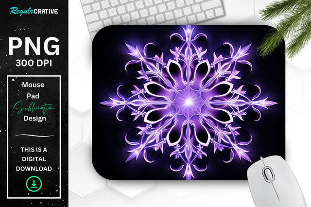 Glowing Lavender Snowflake Mouse Pad Sublimation Regulrcrative 