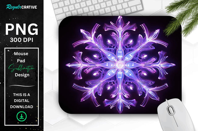 Glowing Lavender Snowflake Mouse Pad Sublimation Regulrcrative 