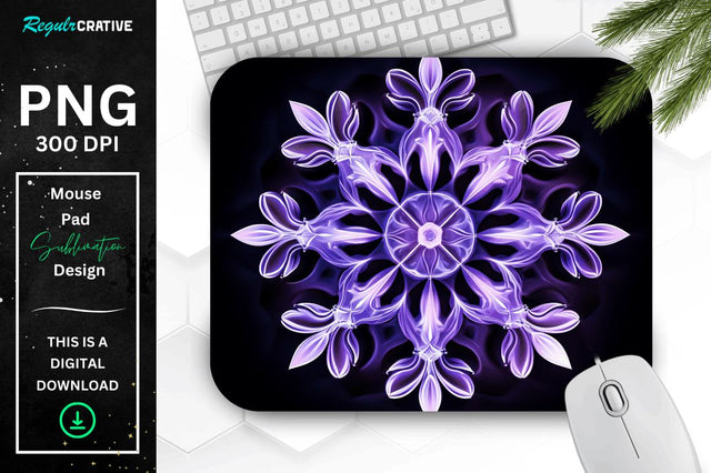 Glowing Lavender Snowflake Mouse Pad Sublimation Regulrcrative 