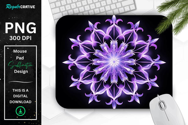 Glowing Lavender Snowflake Mouse Pad Sublimation Regulrcrative 