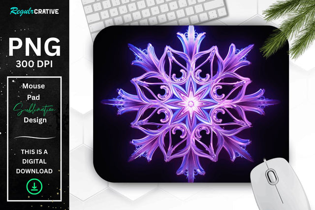 Glowing Lavender Snowflake Mouse Pad Sublimation Regulrcrative 