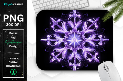 Glowing Lavender Snowflake Mouse Pad Sublimation Regulrcrative 