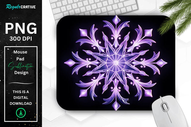 Glowing Lavender Snowflake Mouse Pad Sublimation Regulrcrative 