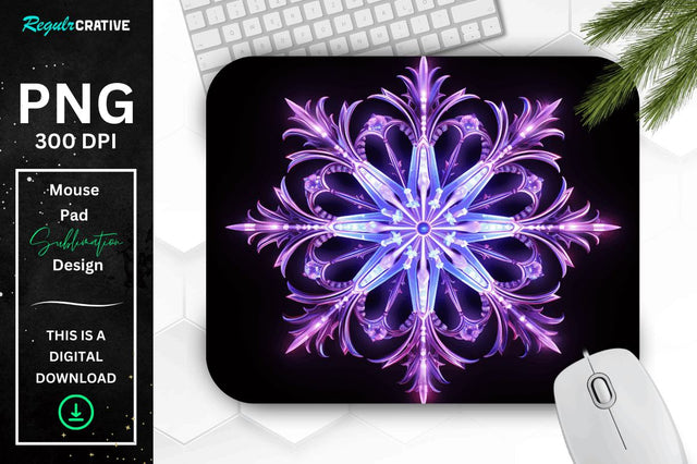 Glowing Lavender Snowflake Mouse Pad Sublimation Regulrcrative 
