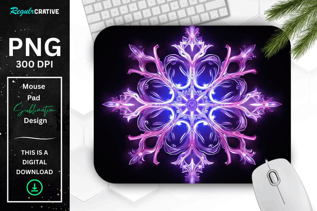 Glowing Lavender Snowflake Mouse Pad Sublimation Regulrcrative 